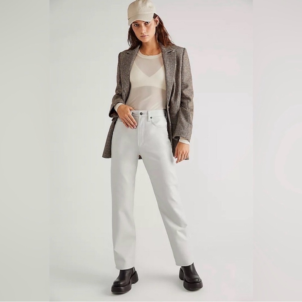 NWT AGOLDE 90s Pinch Waist Recycled Leather Pants Jeans 27 Wisp